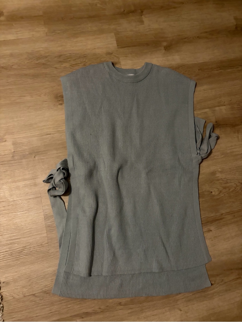 Zara grey Sleeveless Ribbed poncho with Side Ties